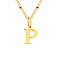 Collier à billes en acier titane doré avec un pendentif lettre P poli pour femme - Lettre P / Or