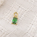 Rectangular emerald green zircon pendant in 14K gold plated stainless steel setting - May Green - Gold