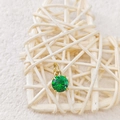 Green round-cut zircon pendant with gold-plated stainless steel four-prong setting - May Green - Gold