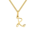Golden 18k plated stainless steel chain necklace with letter R pendant and tiny heart - Letter R / Gold
