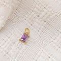 Rectangle purple zircon 14K gold-plated stainless steel birthstone charm variant - June Purple - Gold