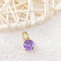 7x7mm round purple zircon pendant with gold-plated four-prong setting and bail - June Purple - Gold