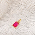 Rectangle red zircon pendant with 14K gold plated stainless steel setting and bail - July Rose-Gold