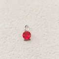 7x7mm round red cubic zirconia pendant with silver stainless steel four-prong setting - July Rose - Steel