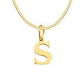 Golden flat snake bone chain necklace with uppercase letter S pendant in vintage style - Letter S / 1 Piece / Gold