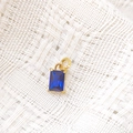 Rectangle dark blue zircon pendant with 14K gold plated stainless steel frame - September Royal Blue - Gold