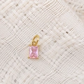 Pink rectangular gemstone pendant in 14K gold plated stainless steel setting - October Pink - Gold