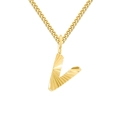 Goldene 2mm Gliederkette mit strukturiertem V-Buchstaben-Anhänger im Hip-Hop-Stil - Gold (V)