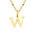 Collier minimaliste en acier titane doré avec pendentif lettre W et chaîne à billes - Lettre W / Or
