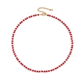 Minimalist beaded necklace with faceted red crystal beads and golden lobster clasp closure - January Red (Garnet Color)