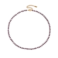 Minimalist purple crystal beaded chain necklace with golden stainless steel lobster clasp - February Dark Purple (Amethyst Color)