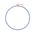Minimalist faceted deep blue crystal bead necklace with gold-plated lobster clasp and chain - March Light Blue (Aquamarine Color)