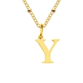 Collier en acier titane doré avec pendentif lettre Y et chaîne à perles fines - Lettre Y / Or