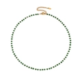 Minimalist green faceted crystal bead chain necklace with durable gold-plated lobster clasp - May Dark Green