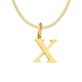 Golden snake chain necklace featuring a polished serif letter X pendant in vintage style - Letter X / 1 Piece / Gold