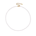 Minimalist clear crystal beaded necklace with gold stainless steel lobster clasp - July Opal White