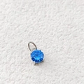 Minimalist circular blue zircon pendant with stainless steel four-claw setting - December Lake Blue - Silver