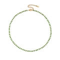 Elegant beaded necklace featuring faceted emerald green crystals and gold lobster clasp - August Olive Green
