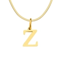 Minimalist gold snake chain necklace with an elegant English letter Z pendant - Letter Z / 1 Piece / Gold