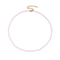 Minimalist light pink crystal bead necklace with adjustable golden lobster clasp and chain - October Pink