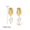 Golden shell earrings with freshwater pearl drops for summer beach beachwear jewelry - Shell Pearl Earrings (Gold)