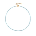 Minimalist light blue beaded necklace with a gold stainless steel adjustable chain - December Lake Blue (Blue Topaz/Zircon Color)