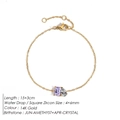 14K gold birthstone bracelet with purple rectangular and clear teardrop zircons - June Light Purple Square White Teardrop