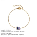 14K gold bracelet with square blue and teardrop purple zircon birthstones, 15+3cm length - September Royal Blue Square Light Purple Teardrop