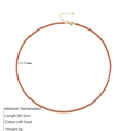 14K vergoldete Edelstahl Tennis Halskette mit 2mm roten Zirkonsteinen besetzt - Gold / Januar Rot (Granatfarbe)