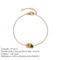 14K gold birthstone bracelet with yellow rectangular and green teardrop zircons - November Light Yellow Square Olive Green Teardrop