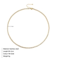 14K vergoldete Edelstahl Tennis-Halskette mit 2mm quadratischen Zirkonia-Steinen - Gold / April Weiß (Diamant/Kristallfarbe)