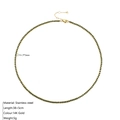 Collier tennis minimaliste en acier inoxydable plaqué or 14K avec zircons verts - Mai Vert (Couleur Émeraude)