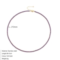 Collier tennis en acier inoxydable doré 14K avec zircons violets de 2 mm - Juin Violet (Couleur Alexandrite)