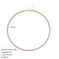 Collier tennis en zircon rose et acier inoxydable plaqué or 14K avec chaîne réglable - Juillet Rouge Rose (Couleur Rubis)