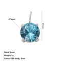 Detailed view of a 6x6mm round aquamarine zircon pendant in a four-prong silver setting - March Light Blue - Silver