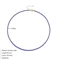 Collier tennis en acier inoxydable doré 14 carats avec zircons carrés bleus de 2 mm - Septembre Bleu Roi (Couleur Saphir)