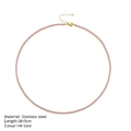 Collier tennis en acier inoxydable plaqué or 14K avec zircons roses ronds - Rose Octobre