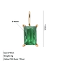 Macro shot of 6x4mm emerald-cut green zircon pendant in 18K gold-plated setting - Gold / May Green (Emerald Color)