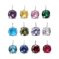 Set of twelve 6mm round cubic zirconia birthstone pendants in silver claw settings - January Red Pendant Only (Without Chain) / 6x6mm / Steel