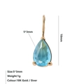 Dettaglio del pendente a goccia in zircone azzurro 5x3mm placcato in oro 18 carati - Dicembre Blu Lago - Oro