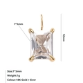 Dettaglio del ciondolo rettangolare 7x5mm con placcatura in oro 18K e dimensioni - Aprile Bianco - Oro