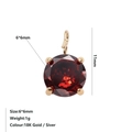 Red cubic zirconia round pendant with 18K gold plating for DIY jewelry making - January Red - Gold