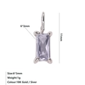 Ciondolo rettangolare placcato argento con gemma lavanda da 6x3mm e altezza totale 11mm - Febbraio Violetto - Argento