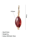 Ciondolo in zircone rosso 6x2mm a rombo placcato oro 18K per gioielli minimalisti - Gennaio Rosso - Oro