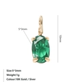 Vista dettagliata del pendente in zircone verde ovale 5x3mm con montatura in acciaio dorato - Oro / Maggio Verde (Colore Smeraldo)