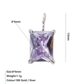 Vista macro del ciondolo con gemma viola da 8x6mm con indicazioni sulle dimensioni - Febbraio Violetto - Argento