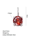 Detail view of 4x4mm round red zircon pendant with 18K gold and silver plating options - January Birthstone Pendant (Red) / Steel