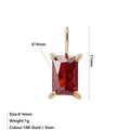 Rectangle 6x4mm red zircon pendant with 18k gold plating on stainless steel - Gold / January Red (Garnet Color)