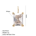 Dettaglio ciondolo rettangolare 8x6mm con placcatura in oro 18K e argento lucido - Aprile Bianco - Oro