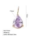 Ciondolo a goccia con zircone viola taglio pera e montatura in oro 18K, 7x5mm - Febbraio Violetto - Oro